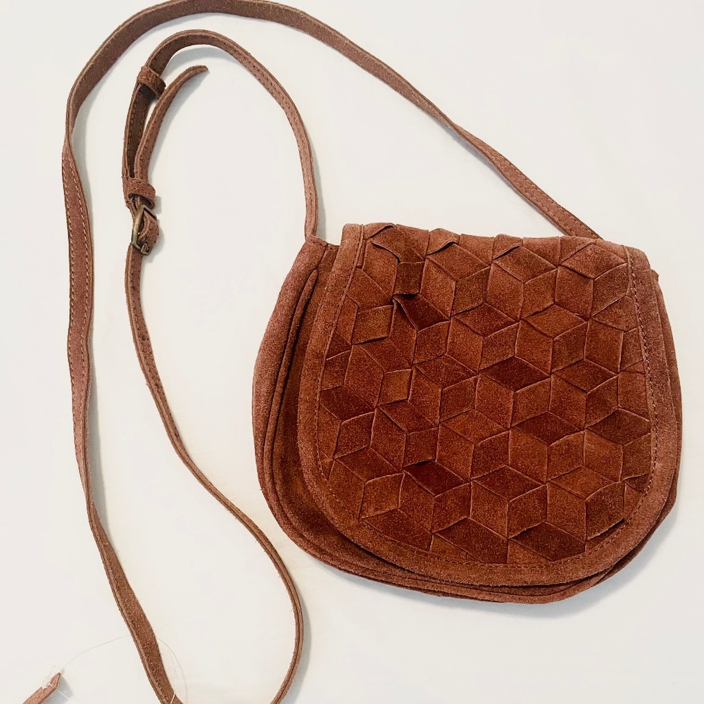 Brown leather cross body purse